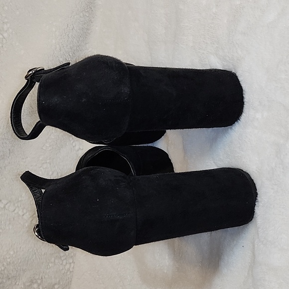 MarcJacobs Chunky Platform Heels Black Suede  Steam Punk  Size 8.5 - Picture 7 of 16